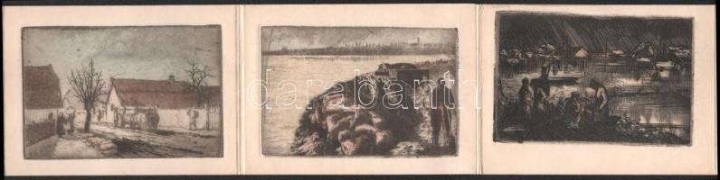 Jelzés nélkül 7 db rézkarcot tartalmazó leporelló 8x11 cm