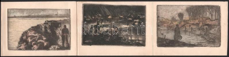 Jelzés nélkül 7 db rézkarcot tartalmazó leporelló 8x11 cm