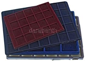 4db érme, emlékérem, plakett és kitüntetés tartó tálca, összesen 91 férőhellyel: 20db (36x36mm) + 35...