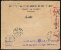 1942 Levél többes színes bérmentesítéssel Budapestre, német és magyar cenzúrával