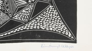 Zimányi Alajos (1944?-): Ablak. Fametszet, papír, jelzett. 44x24 cm