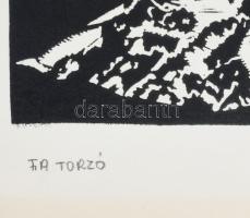 Zimányi Alajos (1944?-): Fa torzó. Fametszet, papír, jelzett. 39x19,5 cm