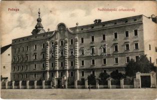 Pozsega, Pozega; Nadbiskupski orfanotrofij / érseki árvaház. B. W. / orphanage (fl)