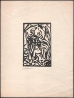Cselényi Walleshausen Zsigmond (1887-1978): Alakok. Linómetszet, papír, Jelzett. 15x9,5 cm