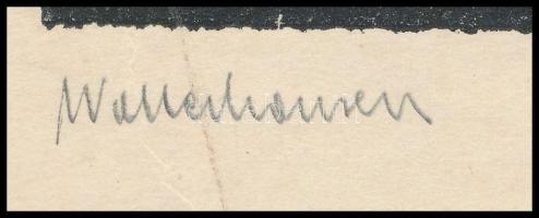 Cselényi Walleshausen Zsigmond (1887-1978): Alakok. Linómetszet, papír, Jelzett. 15x9,5 cm