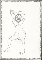 G. I. vagy G.J. jelzéssel, két mű: Alakok, 1981. Tus, papír. 29,5x21 cm