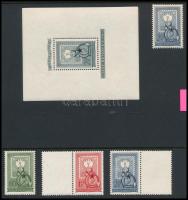 1951 80 éves a magyar bélyeg bloksor + sor + 2 db üres mezős bélyeg (80.000)
