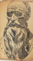 Stein jelzéssel , XIX. sz. vége/XX. sz. eleje: Szakállas fejtanulmány. Ceruza, papír. Lapszéli szaka...