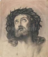 Jelzés nélkül, feltehetően XX. sz. eleje: Jézus tanulmány. Szén, papír. Sérült. 42x35,5 cm