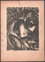 Ruzicskay György (1896-1993): "Testi formák". Algráfia, papír, jelzett. Ázásnyommal. 24,5x...