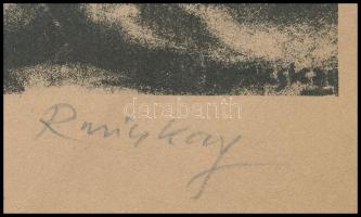 Ruzicskay György (1896-1993): "Testi formák". Algráfia, papír, jelzett. Ázásnyommal. 24,5x...