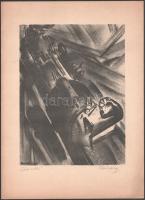 Ruzicskay György (1896-1993): "Gépi erők". Algráfia, papír, jelzett. Lapszéli apró szakadá...