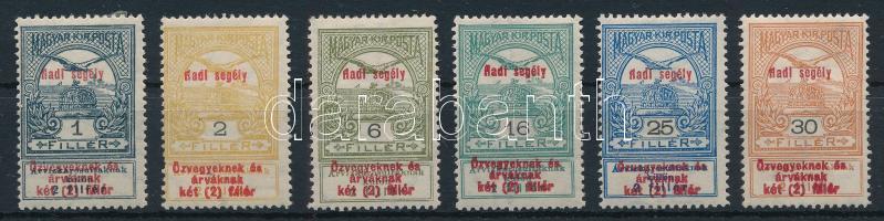 1914 Hadisegély I. 6 db bélyeg "Aadi" lemezhibával