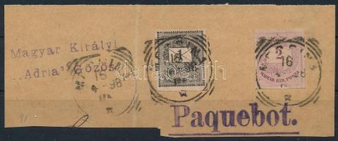 1898 Peterdi hajóposta kivágás fogazatlan 1kr + 2kr bélyegekkel