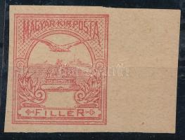 1900 Turul 10f értékszám nélkül, vízjel nélküli ívszéli darab