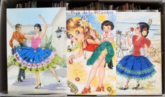 Kb. 500 db RÉGI motívum képeslap dobozban / cca. 500 pre-1945 motive postcards in a box