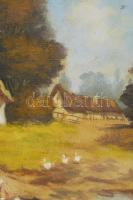 Olvashatatlan jelzéssel: Mosóasszonyok. Olaj, vászon. Hátoldalán Nádasi Pál festőművészeti cikkek 19...