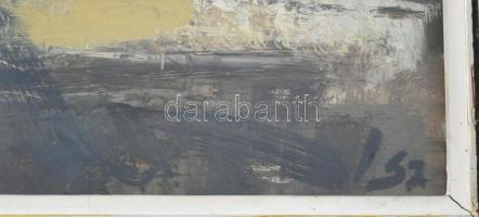 ifj. Iván Szilárd (1955-): Utca a várban, 1980-as évek. Olaj, farost, jelzett. Hátoldalán Rézkarcoló...