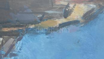 ifj. Iván Szilárd (1955-): Utca a várban, 1980-as évek. Olaj, farost, jelzett. Hátoldalán Rézkarcoló...