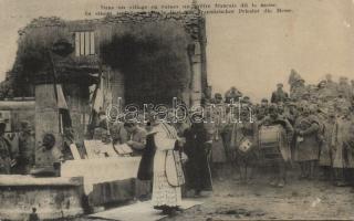 Military WWI Catholic mass in a Demolished French village