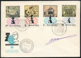Anatolij Karpov sakk világbajnok saját kezű aláírása sakk FDC-n / chess champion autograph signature...