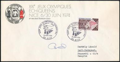 1974 Nizza Sakkolimpia FDC Portisch Lajos aláírásával

1974 Nice Chess Olympiad FDC signed by Lajo...