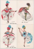 14 db MODERN erotikus tánc művészlap, Moulin Rouge / 14 modern erotic art postcards, Moulin Rouge