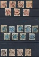 1850 3kr 7 db + 6kr 4 db + 9kr 9 db bélyeg, 3 stecklapon