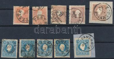1858 10 db bélyeg szép / olvasható bélyegzéssel