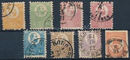 1871 Kőnyomat sor hírlapbélyeggel (420.000) (2kr és hírlapbélyeg papírelvékonyodás / thin paper)