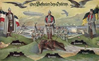 German propaganda, Liberators of the East (Wilhelm II, Hindenburg and Franz Joseph)