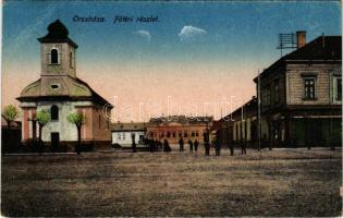 1922 Orosháza, Fő tér, templom, Singer Henrik üzlete. Vágner Gyula kiadása (EK)