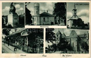 1936 Ócsa, Hősök szobra, Járásbíróság, Római katolikus templom, vasútállomás, Református templom (áz...
