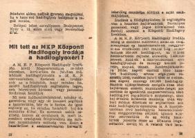 Hadifogoly zsebkönyv. A Magyar Kommunista Párt tájékoztatója hazatért hadifoglyok részére.
Budapest...