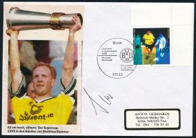 Matthias Sammer a Dortmund labdarúgócsapat aranylabdás játékosának autográf aláírása alkalmi bélyegz...