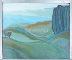 EA jelzéssel: Dombos táj. Tempera, papír. Üvegezett, sérült fakeretben. 56x66 cm