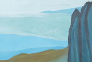 EA jelzéssel: Dombos táj. Tempera, papír. Üvegezett, sérült fakeretben. 56x66 cm