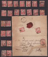 1871 Réznyomat 5kr összeállítás + 3 db levél 2 berakólapon