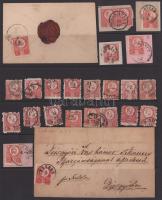 1871 Réznyomat 5kr összeállítás + 3 db levél 2 berakólapon