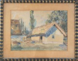 Bathó Lajos (1920-23 körül a Képzőművészeti Főiskola növendéke): Tanyaudvar, 1930 körül. Akvarell, c...