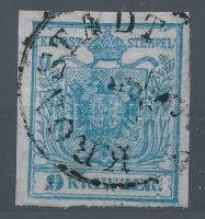 1850 9kr I. típus hártyapapíron, luxus darab "K.RONSTADT" (Brassó) RR!