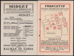 Francptyp postai bérmentesítőgép reklám prospektusa és használati leírása 1927