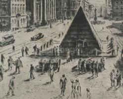 Olvashatatlan jelzéssel: Karlsruhe, részlet, 1920-40 körül. Rézkarc, papír. Üvegezett fakeretben, 31...