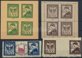 1942 Budapesti Nemzetközi Vásár fogazatlan emlékív sárga papíron zöld bélyegekkel + fogazott emlékív...