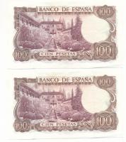 Spanyolország 1970. 100P (2x) sorszámkövetők "6Y6150194 - 6Y6150195" T:XF
Spain 1970. 100...