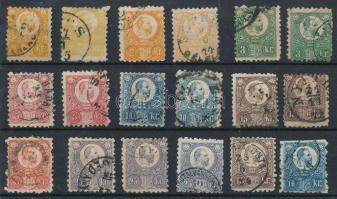 1871 Réznyomat 18 bélyeg közte 2 sor, színváltozatok, vegyes minőség