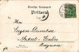 1901 Annaberg i. Erzgebirge, Annaberg-Buchholz; Grosse Linde, Theater, Barbara Uttmann Denkmal / tre...