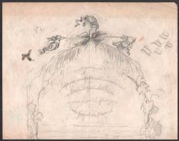 Jelzés nélkül, XIX. sz. vége/XX. sz. eleje: Jelenet katonákkal és puttókkal (oklevél- vagy plakátter...