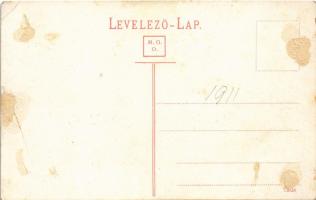 1911 Herkulesfürdő, Herkulesbad, Baile Herculane; Cserna híd a magyar romániai országhatárnál, hátul...