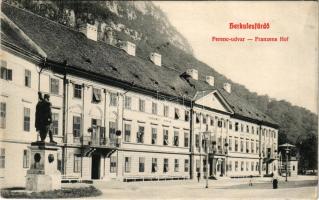 Herkulesfürdő, Baile Herculane; Herkules szobor és Ferenc udvar / monument, statue, spa hotel (Rb)